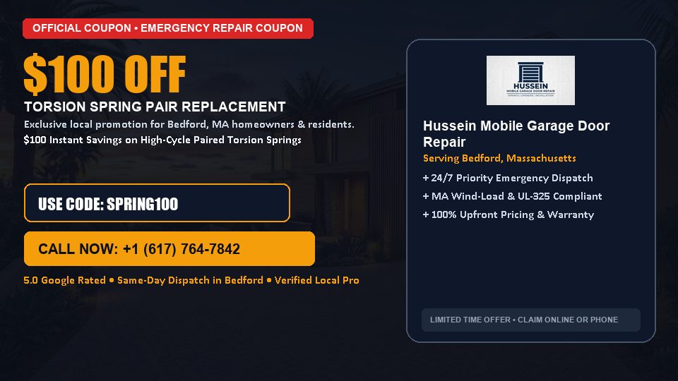 Hussein Mobile Garage Door Repair $100 OFF Dual Torsion Spring Replacement